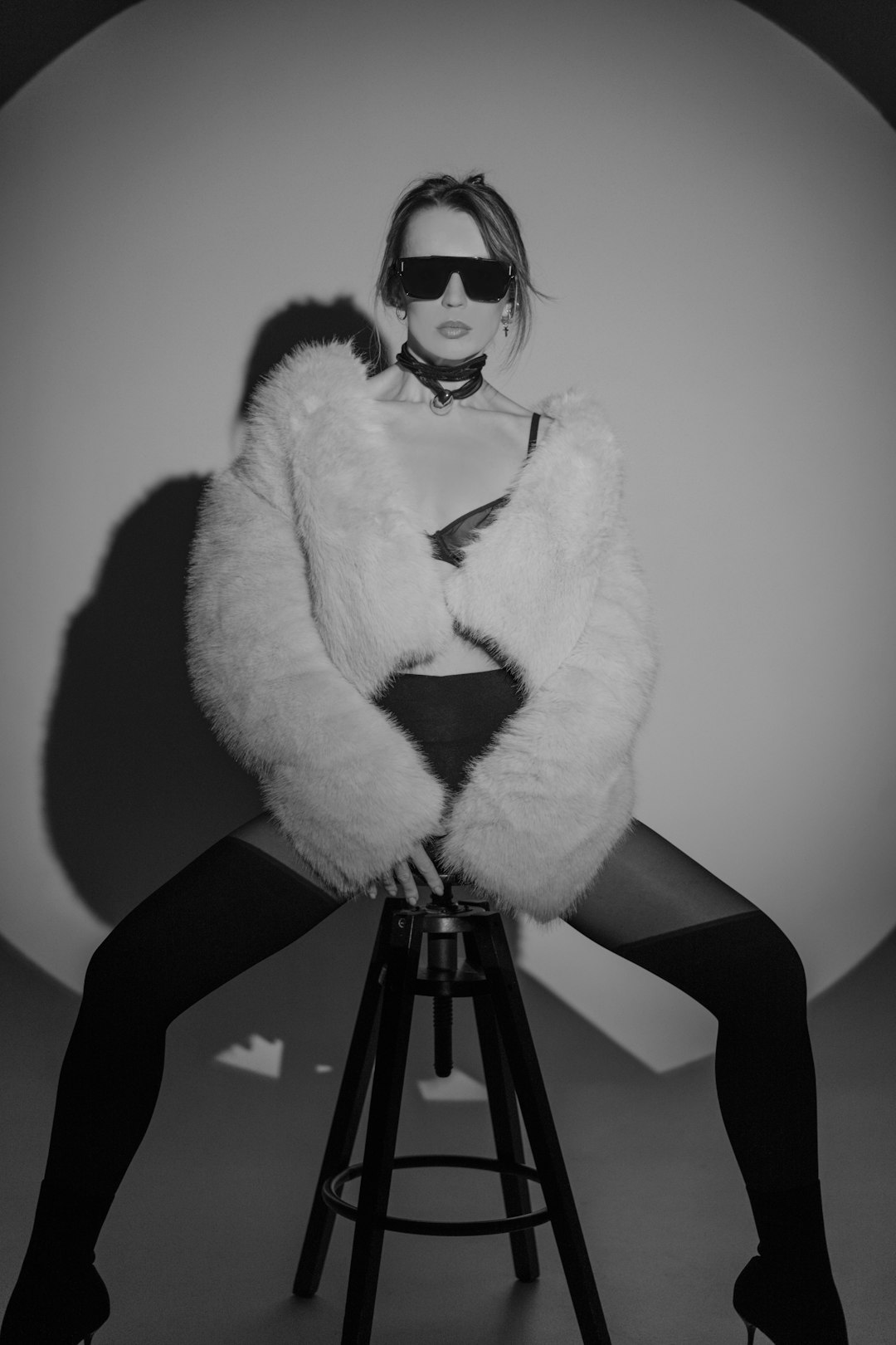 Model posing during photoshoot